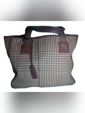 🍂 RARE Vintage Lauren Ralph Lauren Suede & Plaid Tote 90s Y2K 🤎